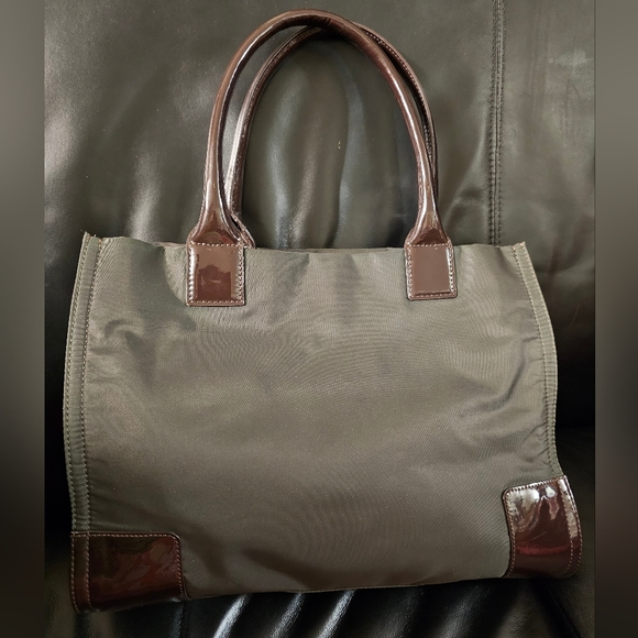 Tory Burch Brown Nylon Leopard Heart Tote Handbag EUC - Picture 6 of 16